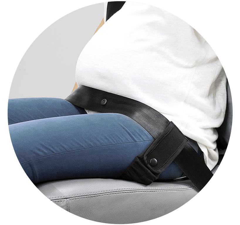 Cinturón de embarazada usado con las bandas laterales cuando vistes falda.