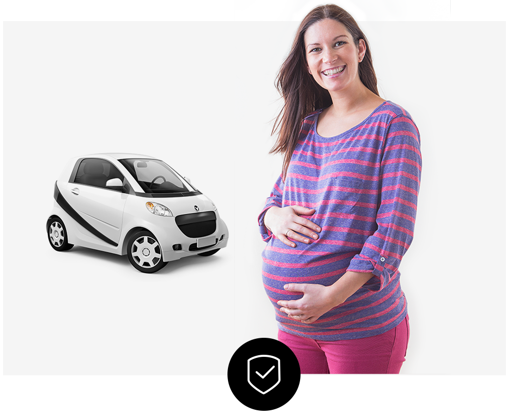 Pregnant using Babypack seat belt adapter on car