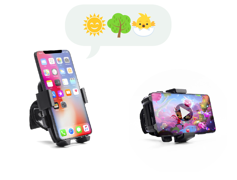 Universal phone holder for pushchair. With adjustable strap fits any handlebar.